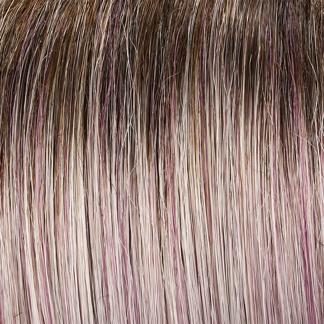 Jon RenauFS38/PLS8 (Flurry) | Dark Natural Gold Brown with 35% Grey with Bold Plum Highlights. Shaded with Medium Brown Root