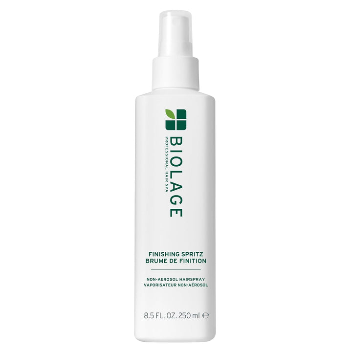 BIOLAGE hair spray bottle on a white background