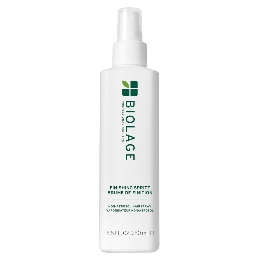 BIOLAGE hair spray bottle on a white background