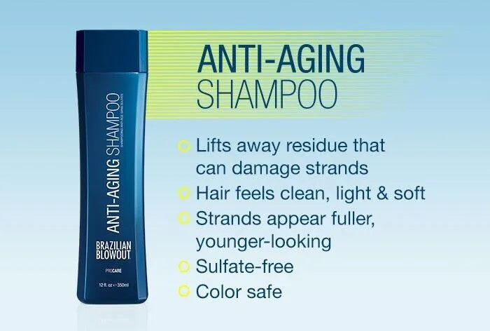 Brazilian Blowout Anti-Aging Shampoo and Conditioner Duo Pack image of benefits of the shampoo