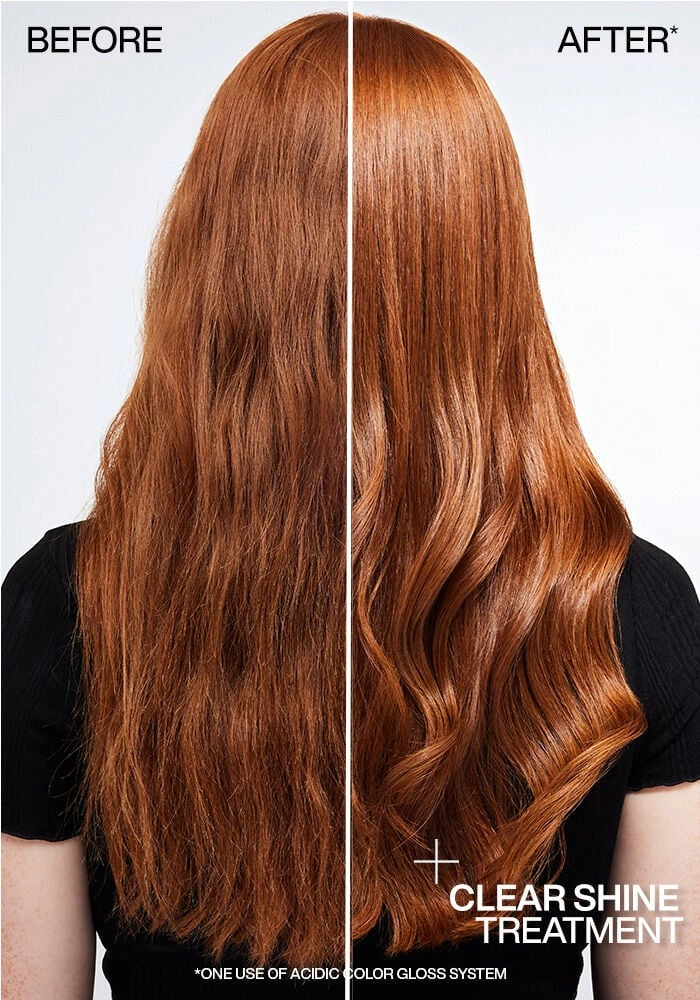 Redken Acidic Color Gloss Activated Glass Gloss Treatment image before and after clear gloss treatment