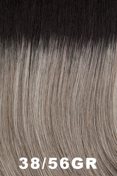 38/56GR | Silver White highlighted with Light Gray and Light Brown and Off Black Roots