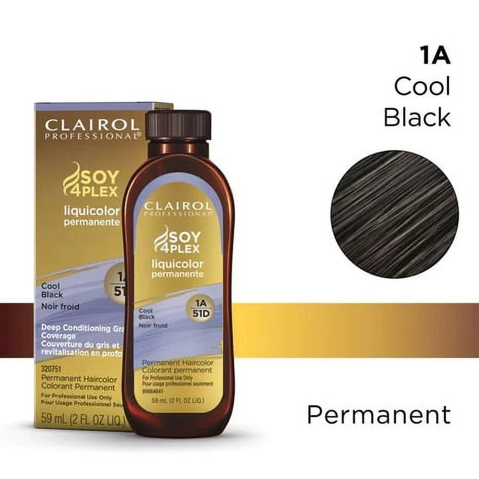 Clairol Professional Soy4Plex Liquicolor Permanent Hair Color 1A cool Black