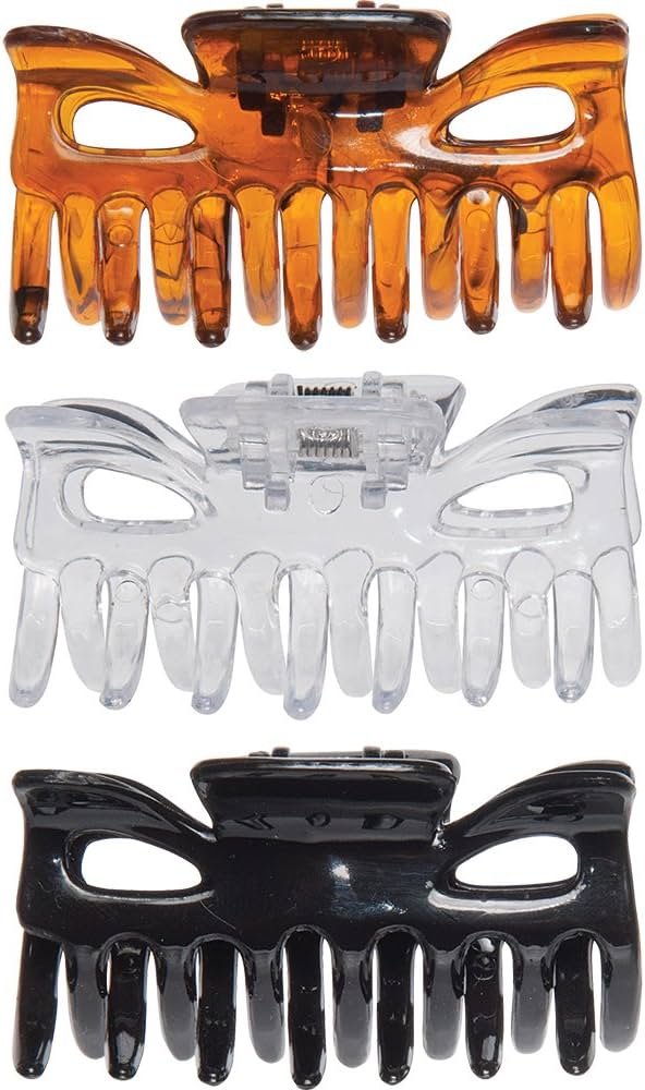 Diane Hair Claws and Clamps 3 pack Assorted Colors Medium D94C and Large D95C