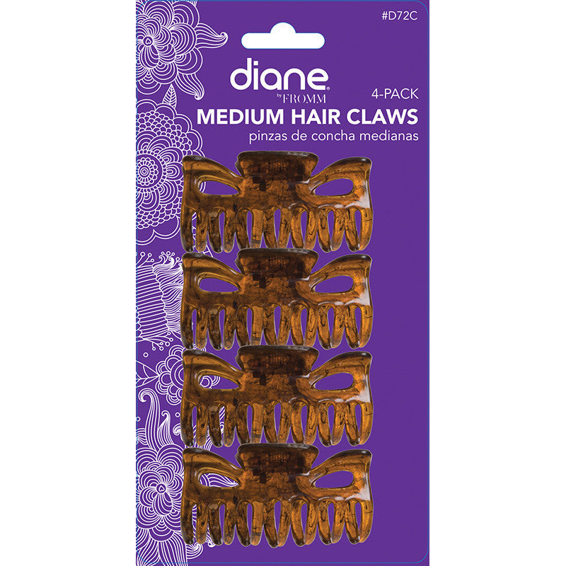 Diane Hair Claws Medium Tortoise 4 pack D72C