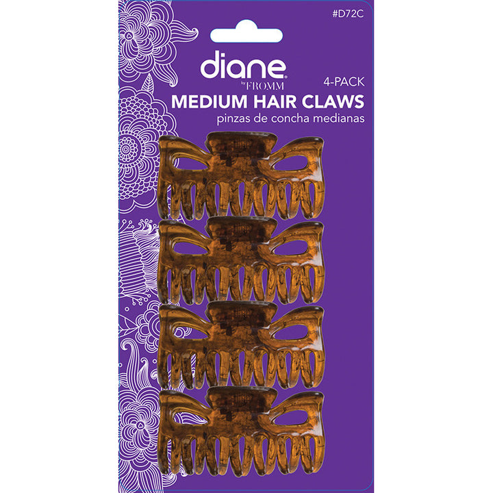 Diane Hair Claws Medium Tortoise 4 pack D72C