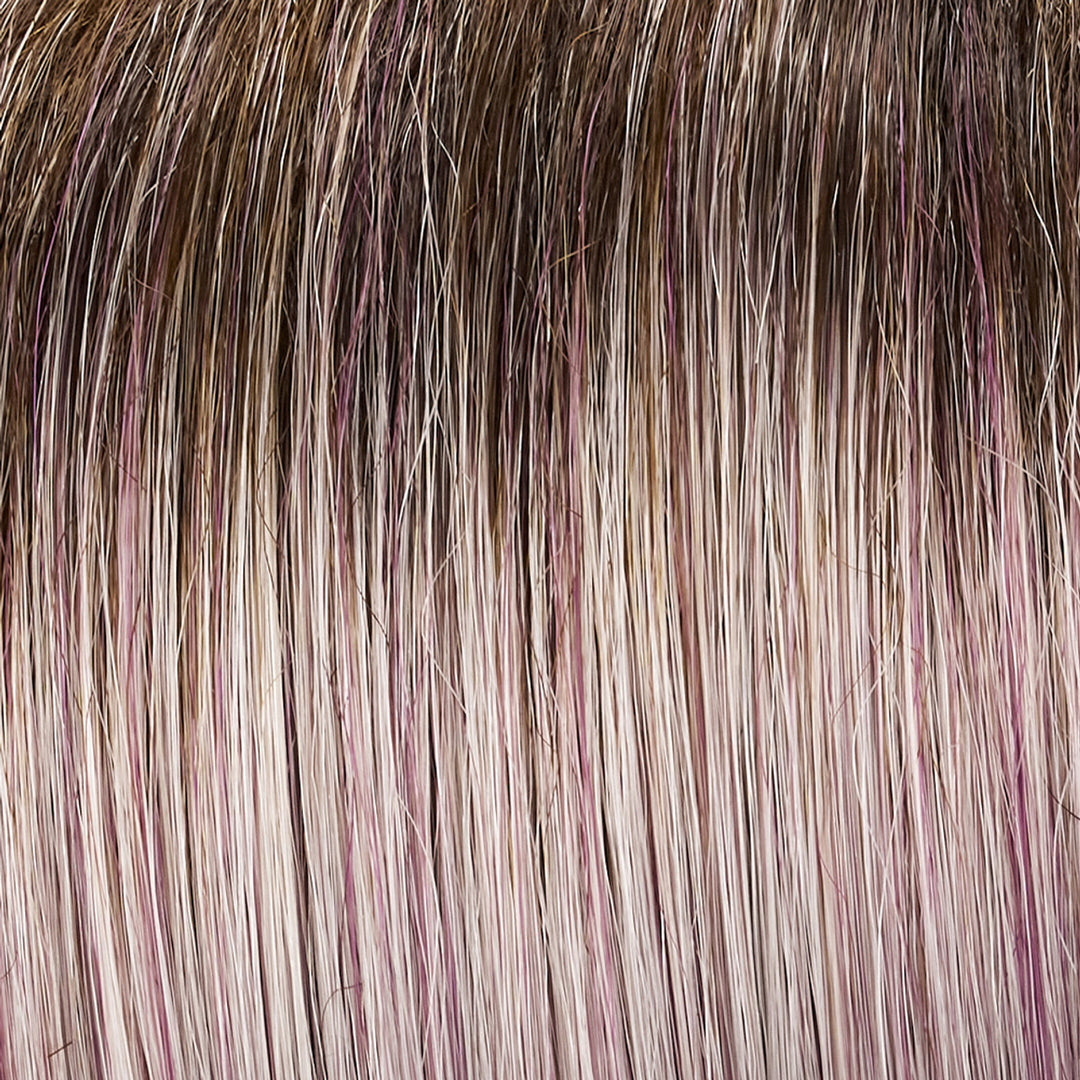 Jon RenauFS38/PLS8 (Flurry) | Dark Natural Gold Brown with 35% Grey with Bold Plum Highlights. Shaded with Medium Brown Root