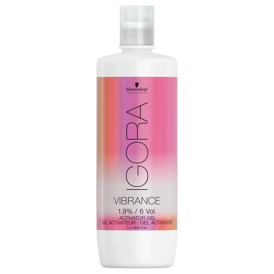 Schwarzkopf Igora Vibrance hair color activator bottle on a white background