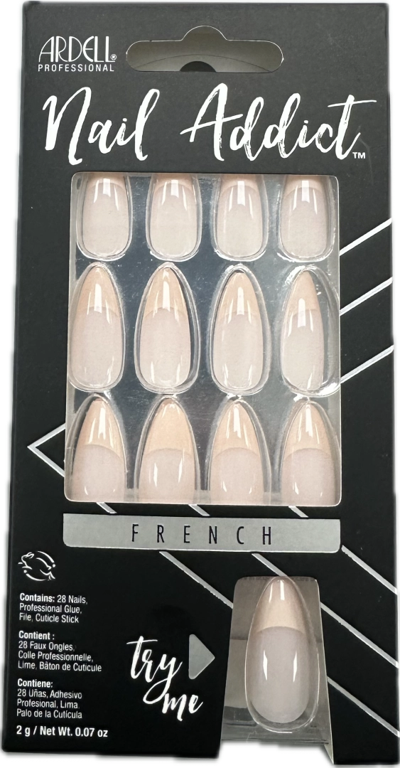 Ardell Nail Addict Artificial Nail Set Nude French image of French pointy nails with try me