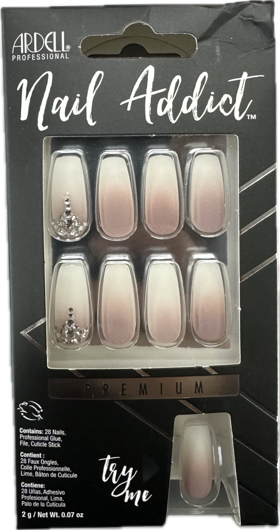 Ardell Nail Addict Premium Artificial Nail Set Rich Tan Ombre Crystals image of nails with try me