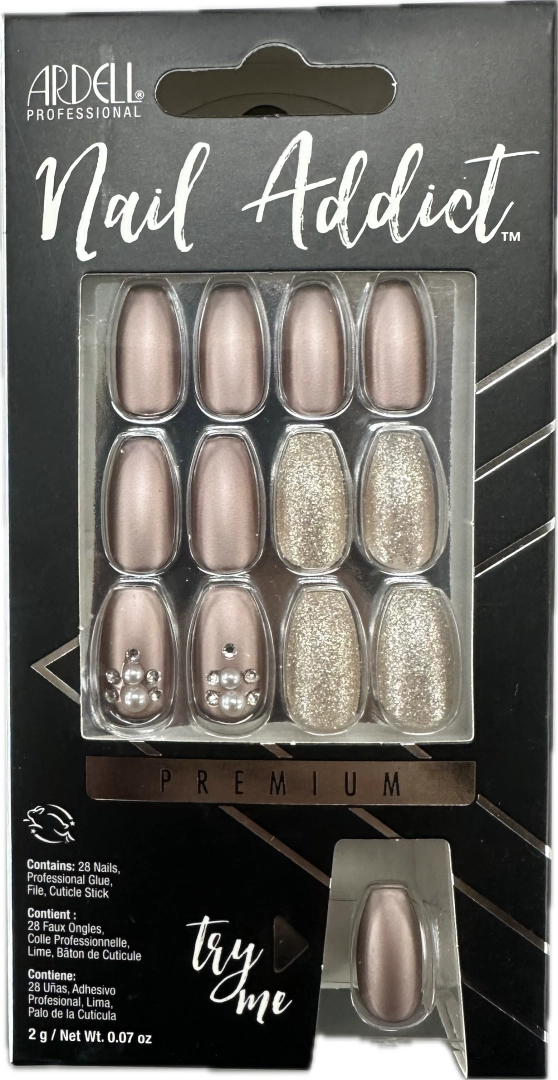 Ardell Nail Addict Artificial Nail Set Metallic lilac Purple image of nails with try me
