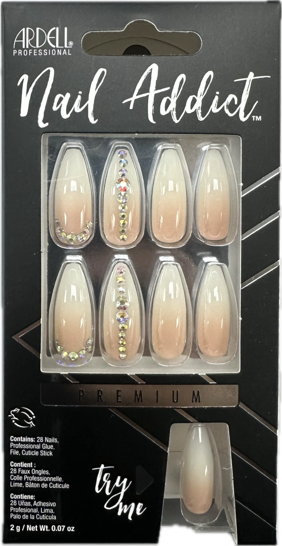 Ardell Nail Addict Premium Artificial Nail Set Nude Light Crystals image of Nails with try me