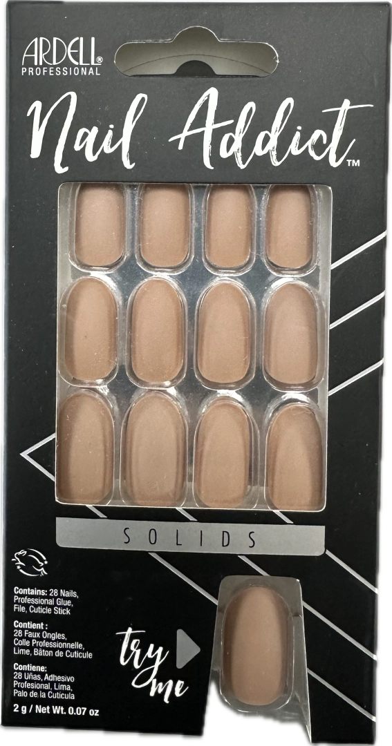 Ardell Nail Addict Solids Artificial Nail Set Barely There Nude image of nails with try me