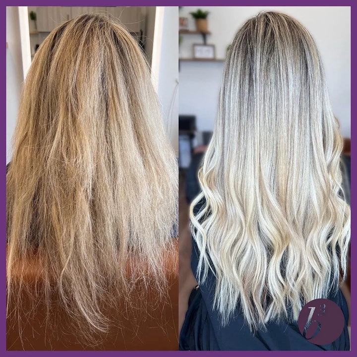 B3 Brazilian Bond Builder Demi-Permanent Conditioner model before and after us