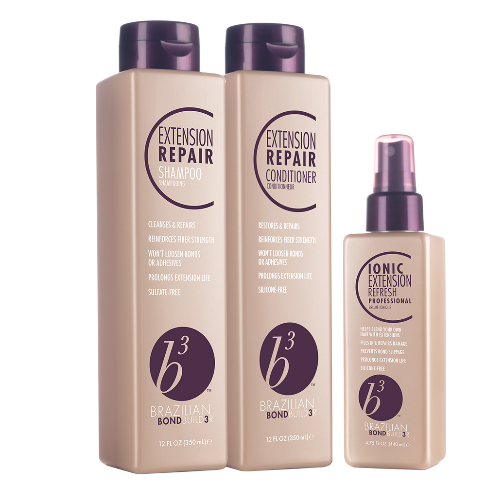 b3 Brazilian Bond Builder Extension Repair Trio 12 oz shampoo 12 oz conditioner and 4.75 oz refresh spray