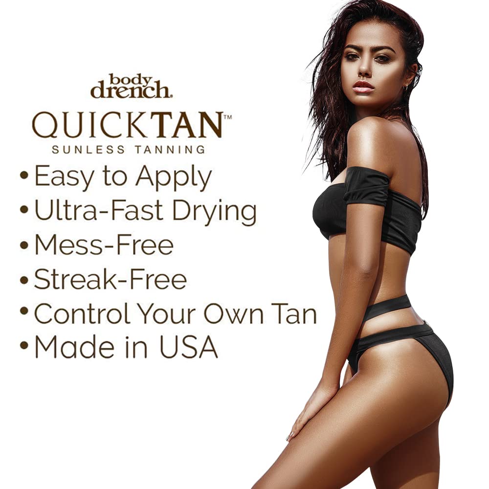 Body Drench Quick Tan Medium Dark Bronzing Spray features