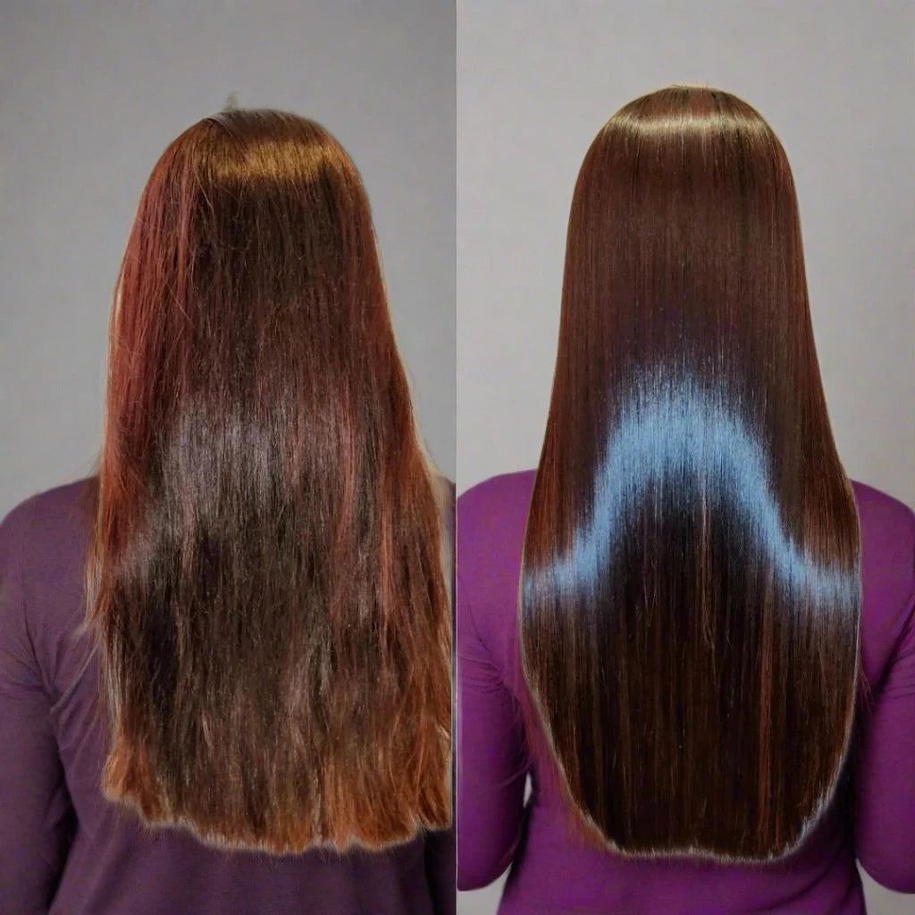 Brazilian Blowout 3-Step Professional Starter Kit model before and after treatment