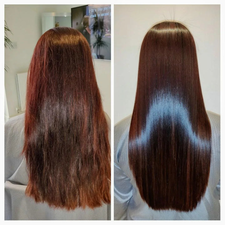 Brazilian Blowout Original Smoothing Solution Step 2 image of before and after model