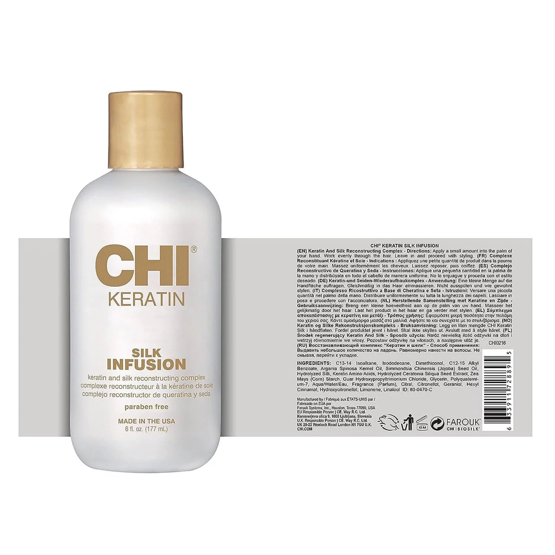 CHI Keratin Silk Infusion image of 6 oz bottle with package details