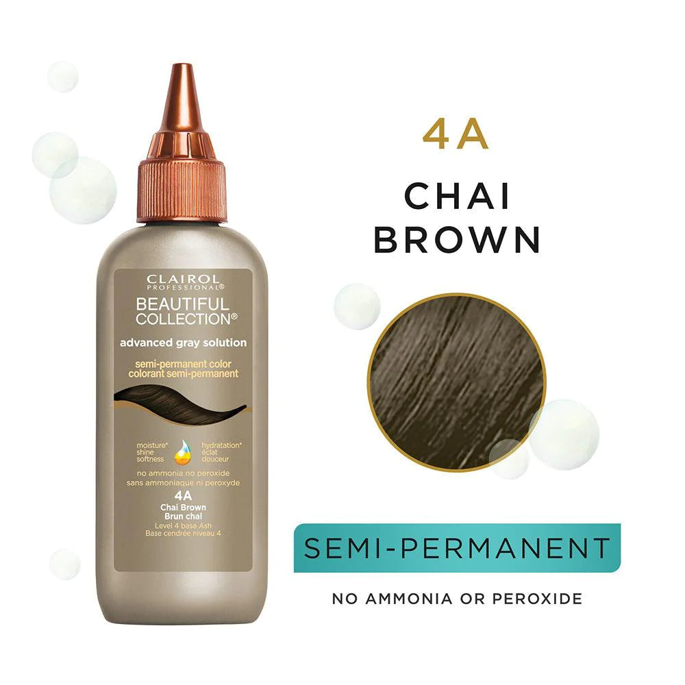 Clairol Professional Beauty Collection Semi-Permanent Moisturizing Color Advanced Gray Solution chai brown 4a