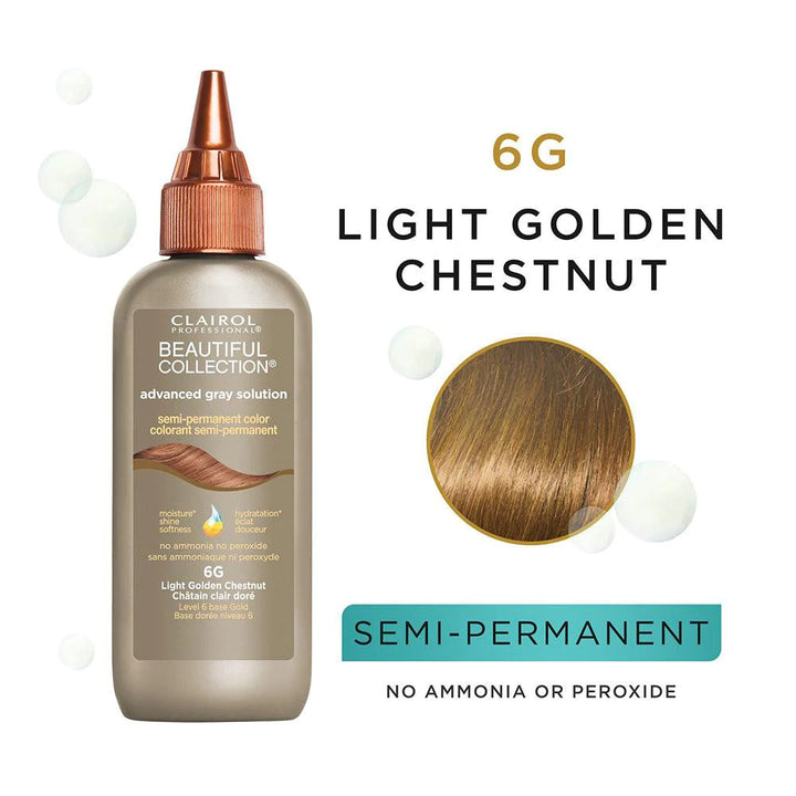 Clairol Professional Beauty Collection Semi-Permanent Moisturizing Color Advanced Gray Solution light golden chestnut 6g