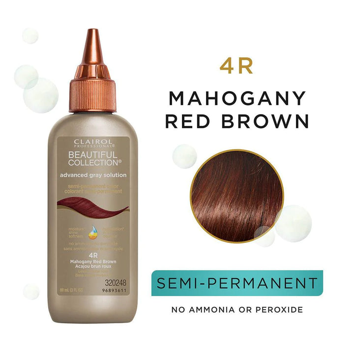 Clairol Professional Beauty Collection Semi-Permanent Moisturizing Color Advanced Gray Solution mahogany red brown 4r