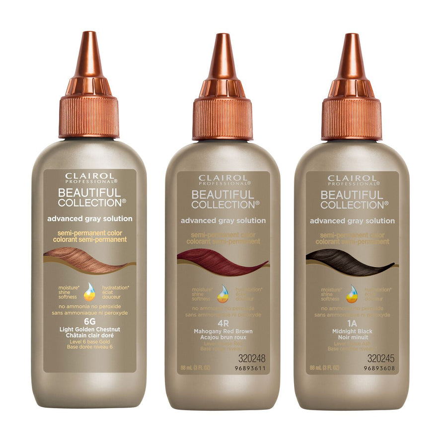 Clairol Professional Beauty Collection Semi-Permanent Moisturizing Color Advanced Gray Solution image of bottles