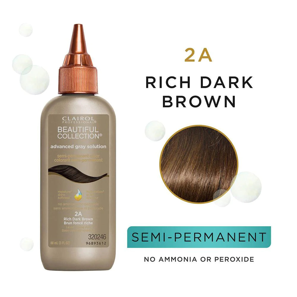 Clairol Professional Beauty Collection Semi-Permanent Moisturizing Color Advanced Gray Solution rich dark brown 2a