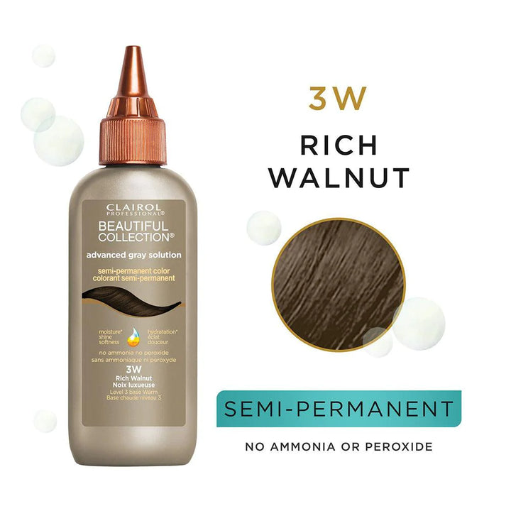 Clairol Professional Beauty Collection Semi-Permanent Moisturizing Color Advanced Gray Solution rich walnut 3w