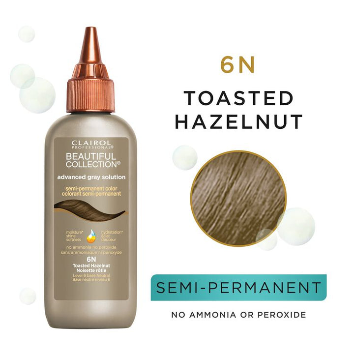 Clairol Professional Beauty Collection Semi-Permanent Moisturizing Color Advanced Gray Solution toasted hazelnut 6n