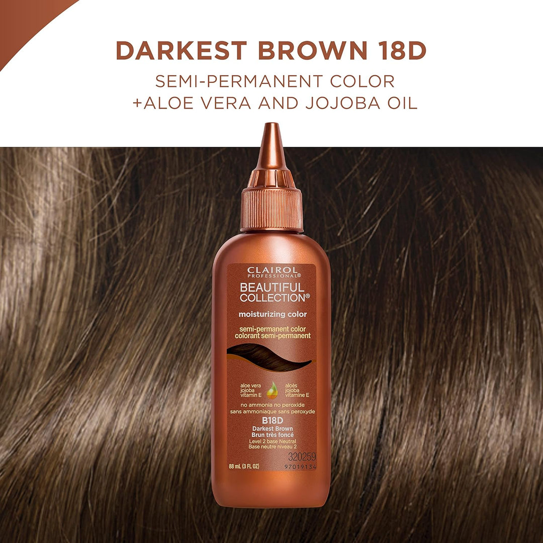 Clairol Professional Beauty Collection Semi-Permanent Moisturizing Color darkest brown b18w