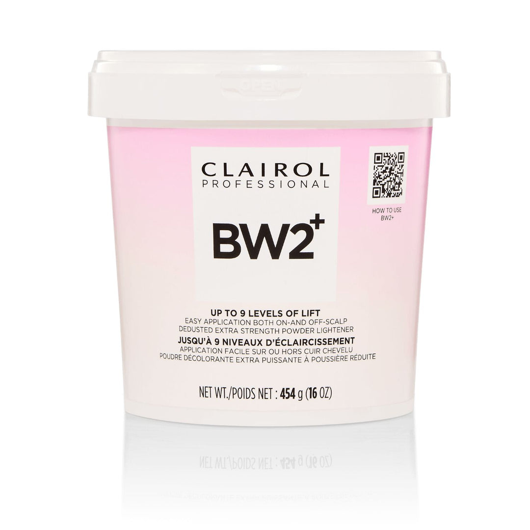 Clairol Professional BW2+ hair lightener packaging on a white background