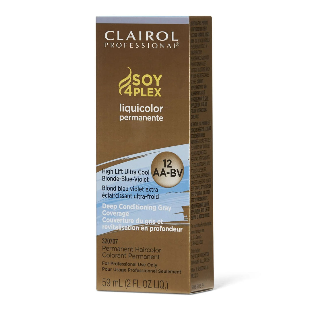 Clairol Professional Soy4Plex Liquicolor Permanent Hair Color 12 aa-bv high lift ultra cool blonde blue violet