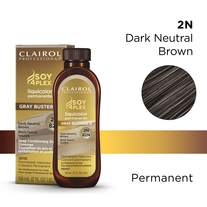 Clairol Professional Soy4Plex Liquicolor Permanent Hair Color image of color swatch 2n dark neutral brown