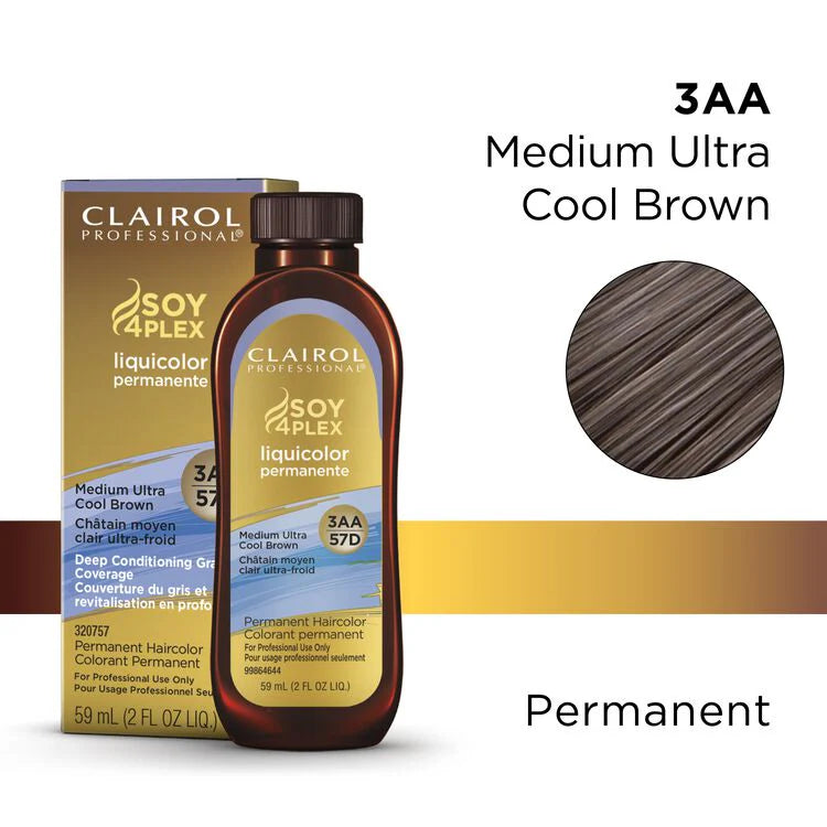 Clairol Professional Soy4Plex Liquicolor Permanent Hair Color 3aa medium ultra cool brown