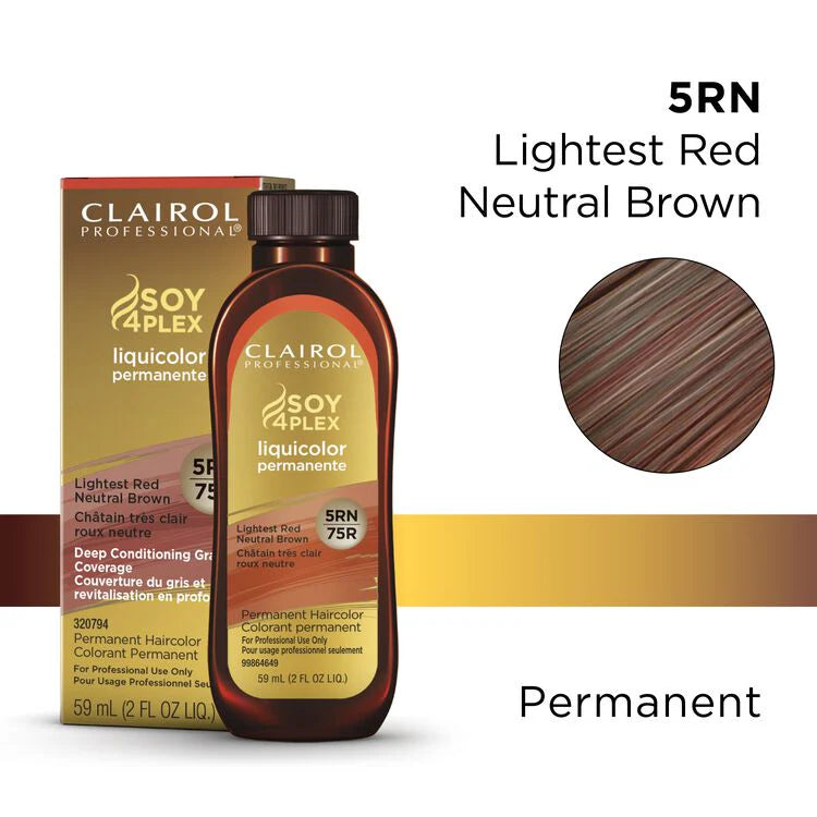 Clairol Professional Soy4Plex Liquicolor Permanent Hair Color 5rn lightest red neutral brown