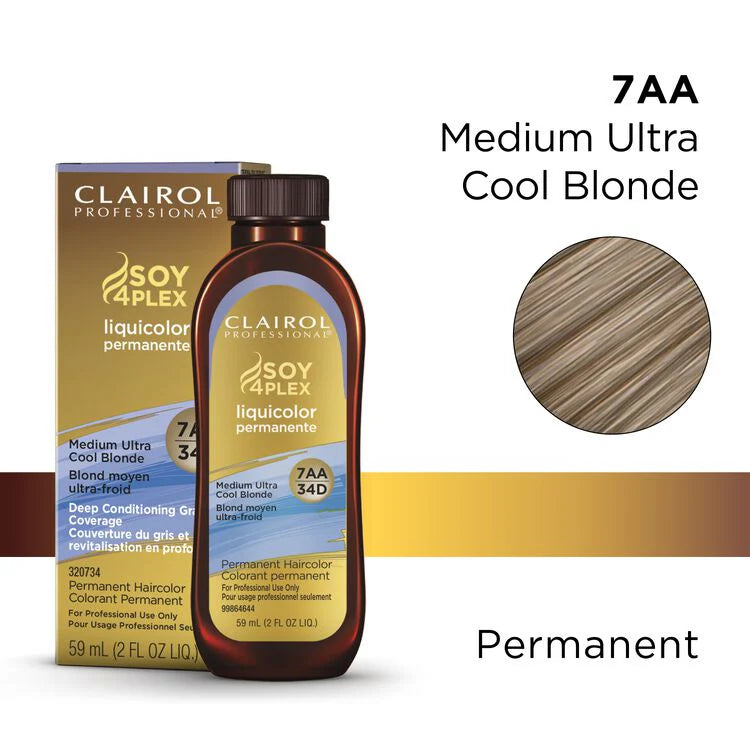 Clairol Professional Soy4Plex Liquicolor Permanent Hair Color 7aa medium ultra cool blonde