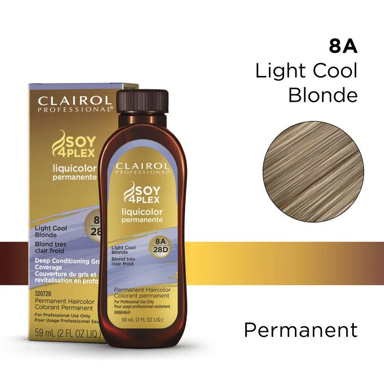 Clairol Professional Soy4Plex Liquicolor Permanent Hair Color 8a light cool blonde