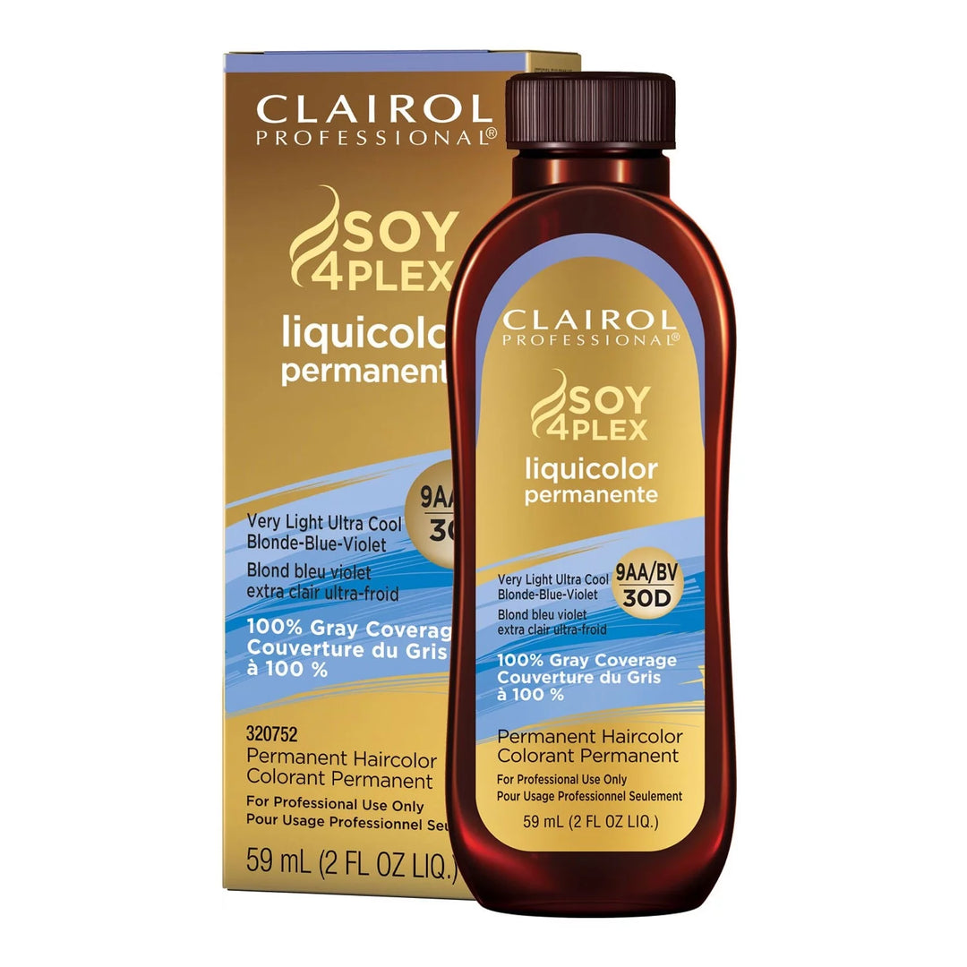 Clairol Professional Soy4Plex Liquicolor Permanent Hair Color 9aa-bv very light ultra cool blonde blue violet