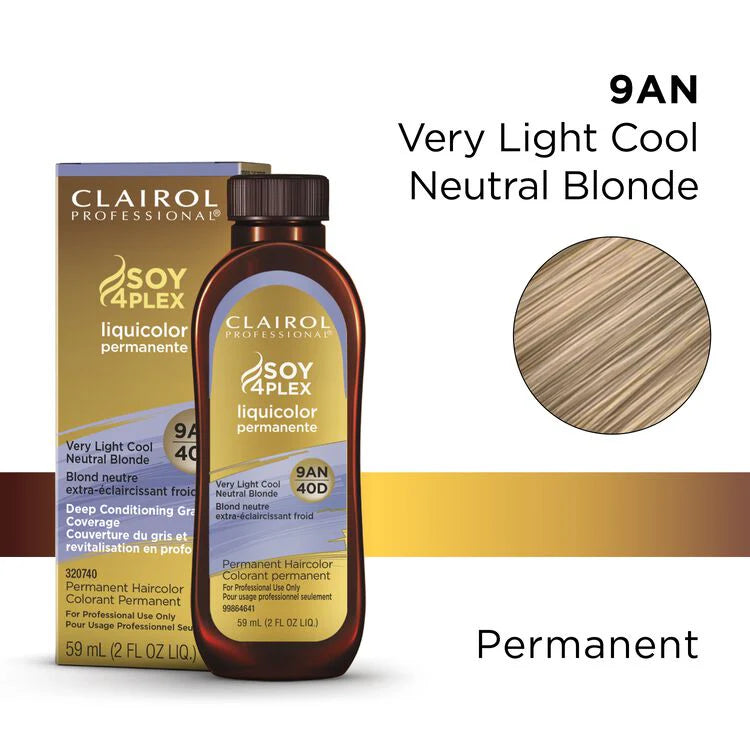 Clairol Professional Soy4Plex Liquicolor Permanent Hair Color 9an very light cool neutral blonde