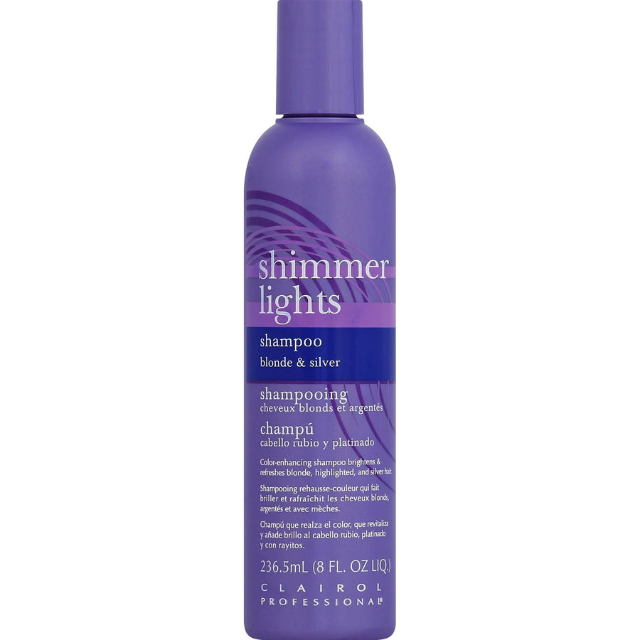 Clairol Professional Shimmer Lights Blonde & Silver Shampoo image of 8 oz bottle