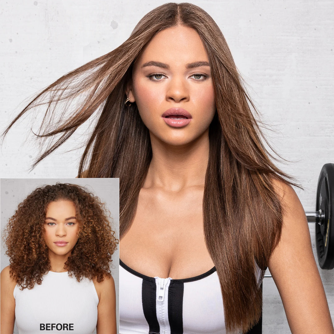 Color Wow Extra Strength Dream Coat Anti-Frizz Treatment image of model before and after