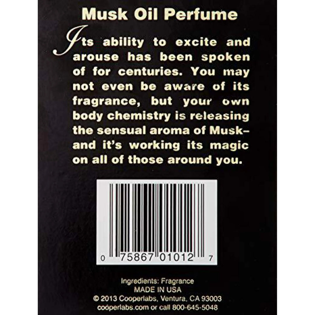 Cooper Labs The Original Natural Musk Oil back of box .5 fl oz 15 ml