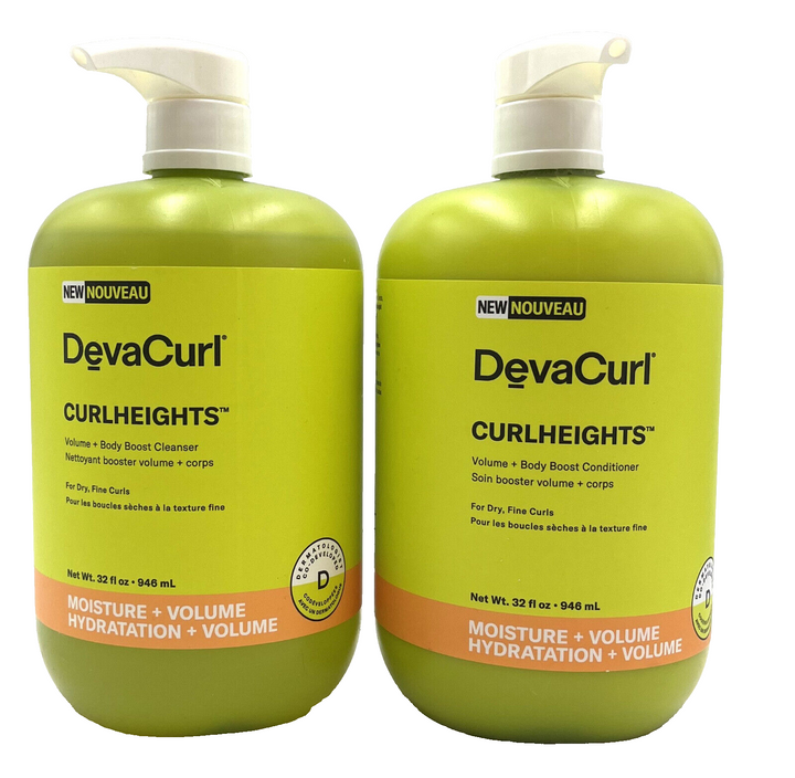 Devacurl Curl Heights Volume Cleanser Shampoo and Boost Conditioner Duo 32 oz bottles