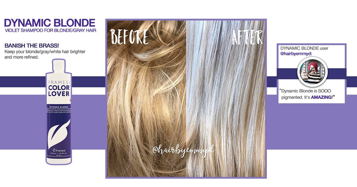 Framesi Color Lover Dynamic Blonde Conditioner image of before and after product use