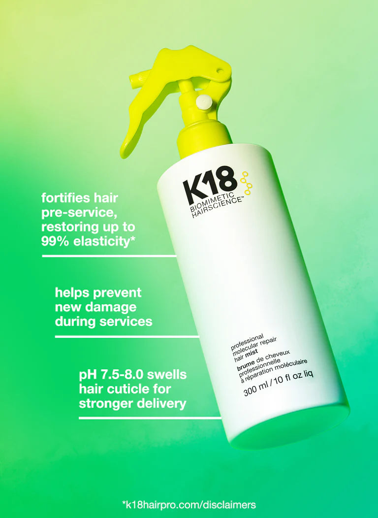 K18 Biomimetic Hairscience Professional Molecular Repair Hair Mist image of features and benefits