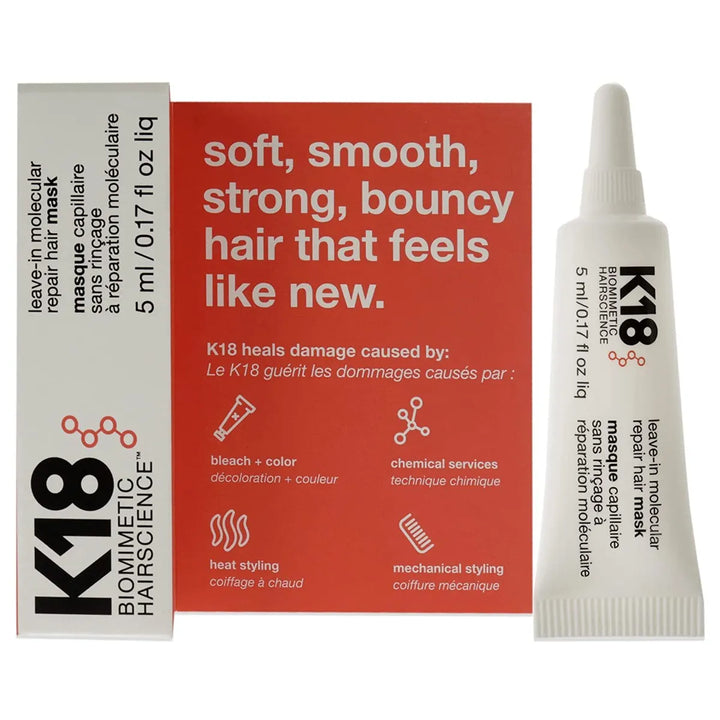 K18 Leave-In Molecular Repair Hair Mask picture of package 0.17 oz