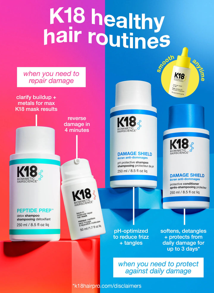 K18 Biomimetic Hairscience Shield and Smooth Routine image of product benefits
