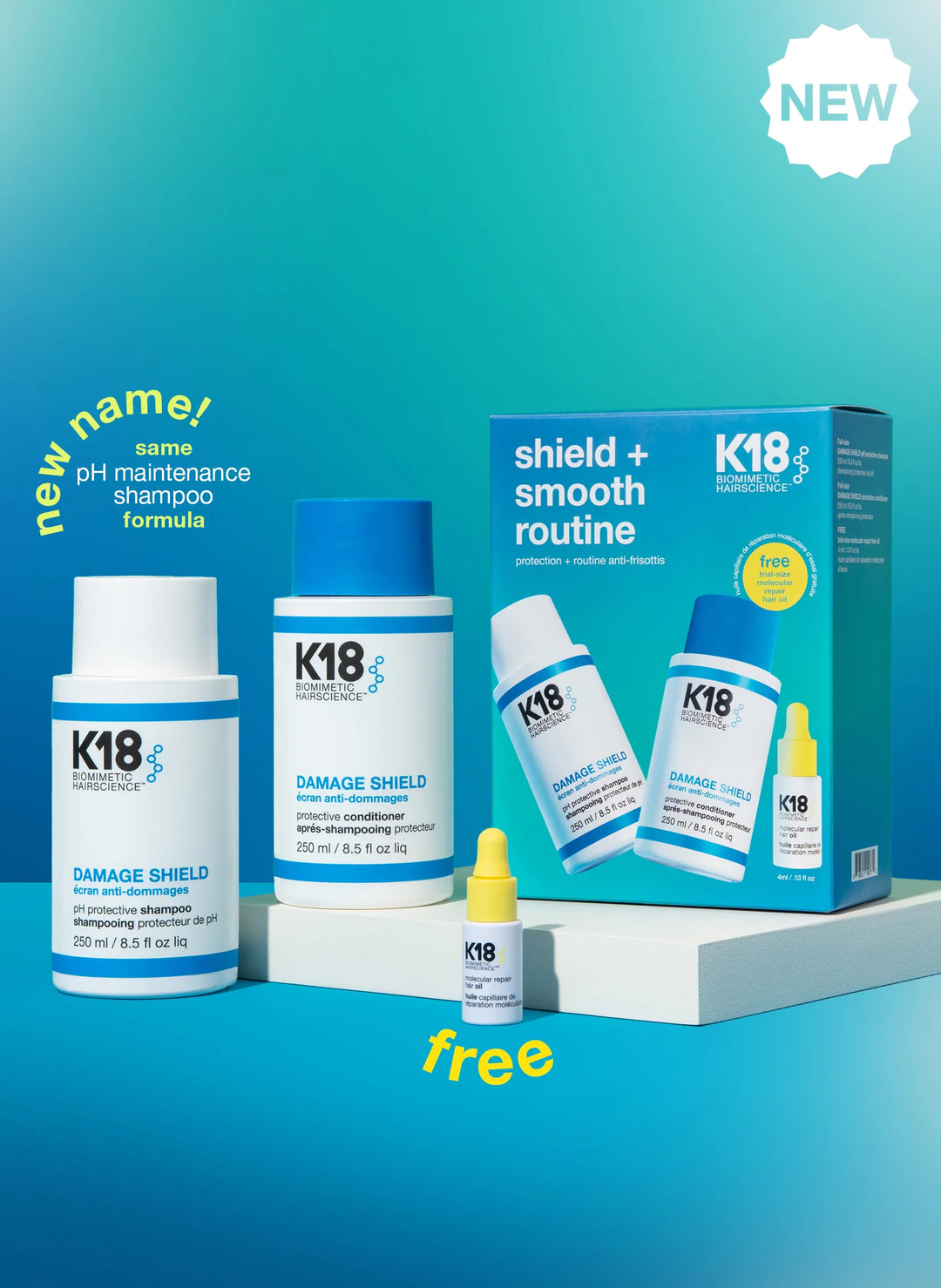 K18 Biomimetic Hairscience Shield and Smooth Routine image of product contents