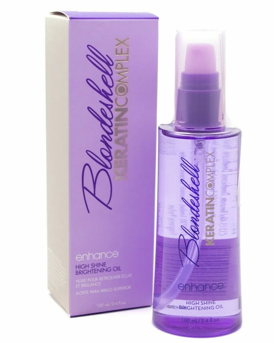 Keratin Complex Blondshell Enhance High Shine Brightening Oil image of 3.4 oz bottle and box